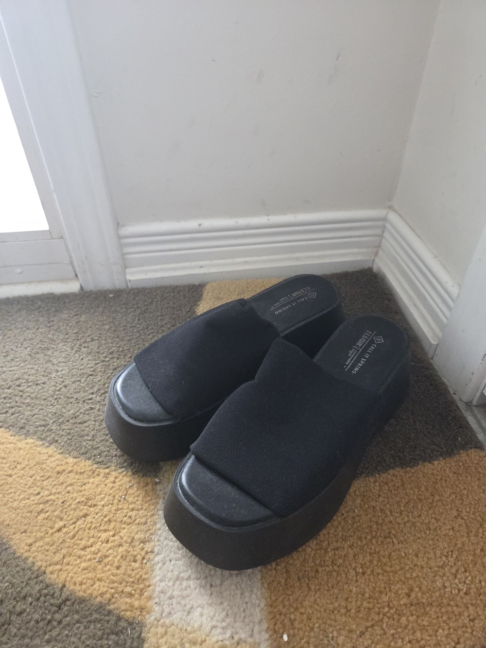 Black Platform Slide Sandals Women's - Picture 1 of 5